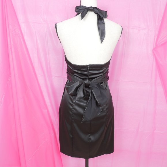Arden B. Black Satin Halter Size S Party Dress - Picture 9 of 11